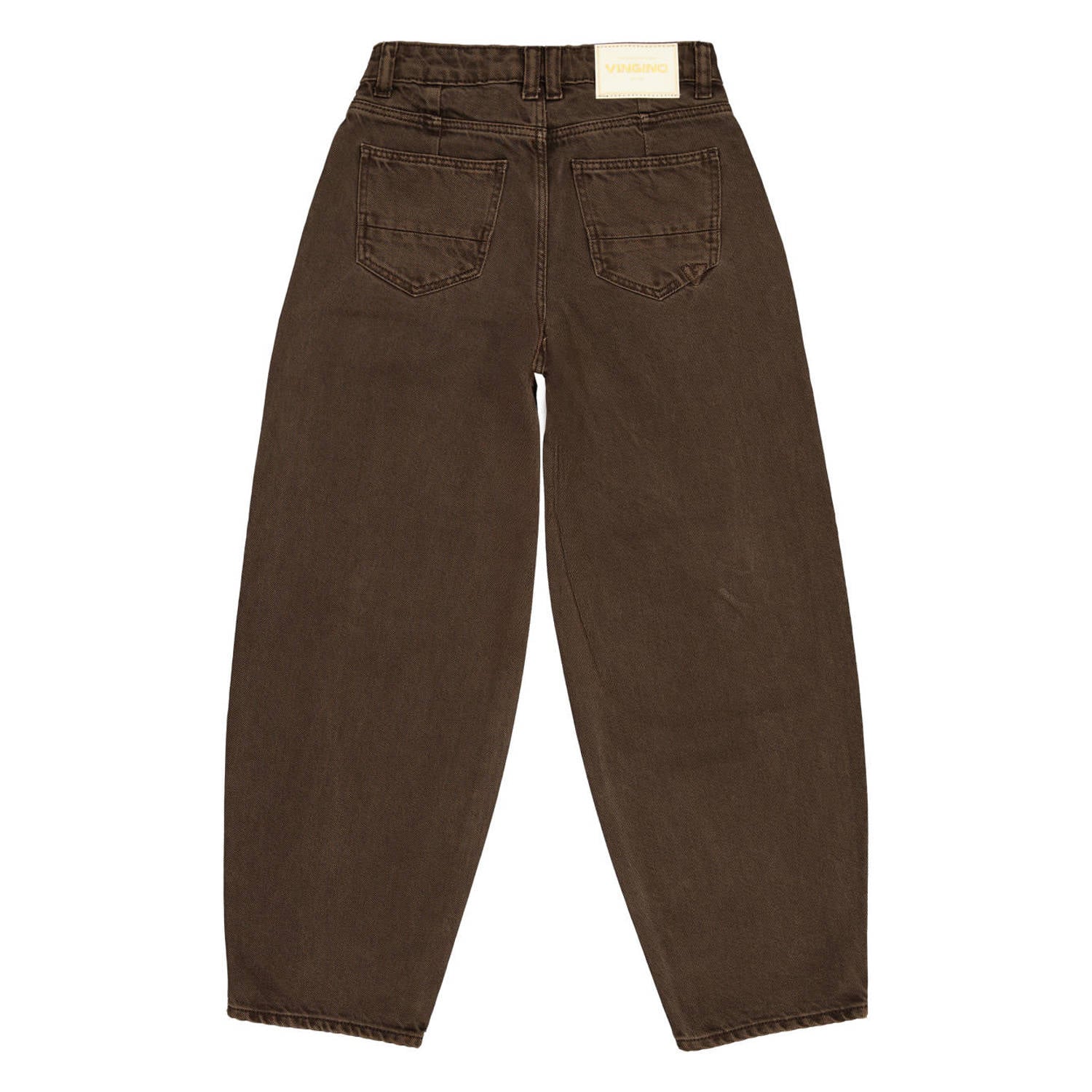 Vingino Camilla barrel jeans met studs donkerbruin