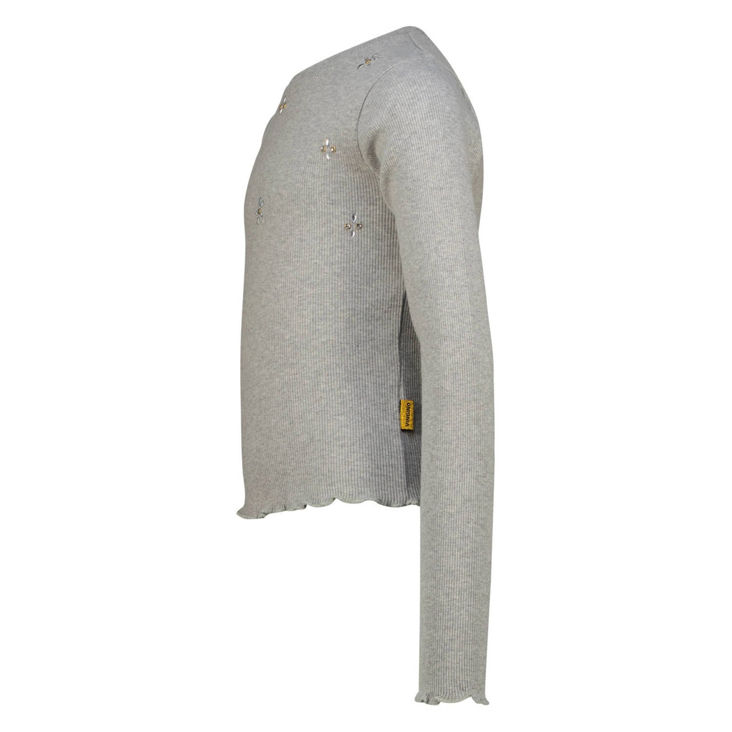 Vingino rechtvallende longsleeve met strass-steentjes grijs