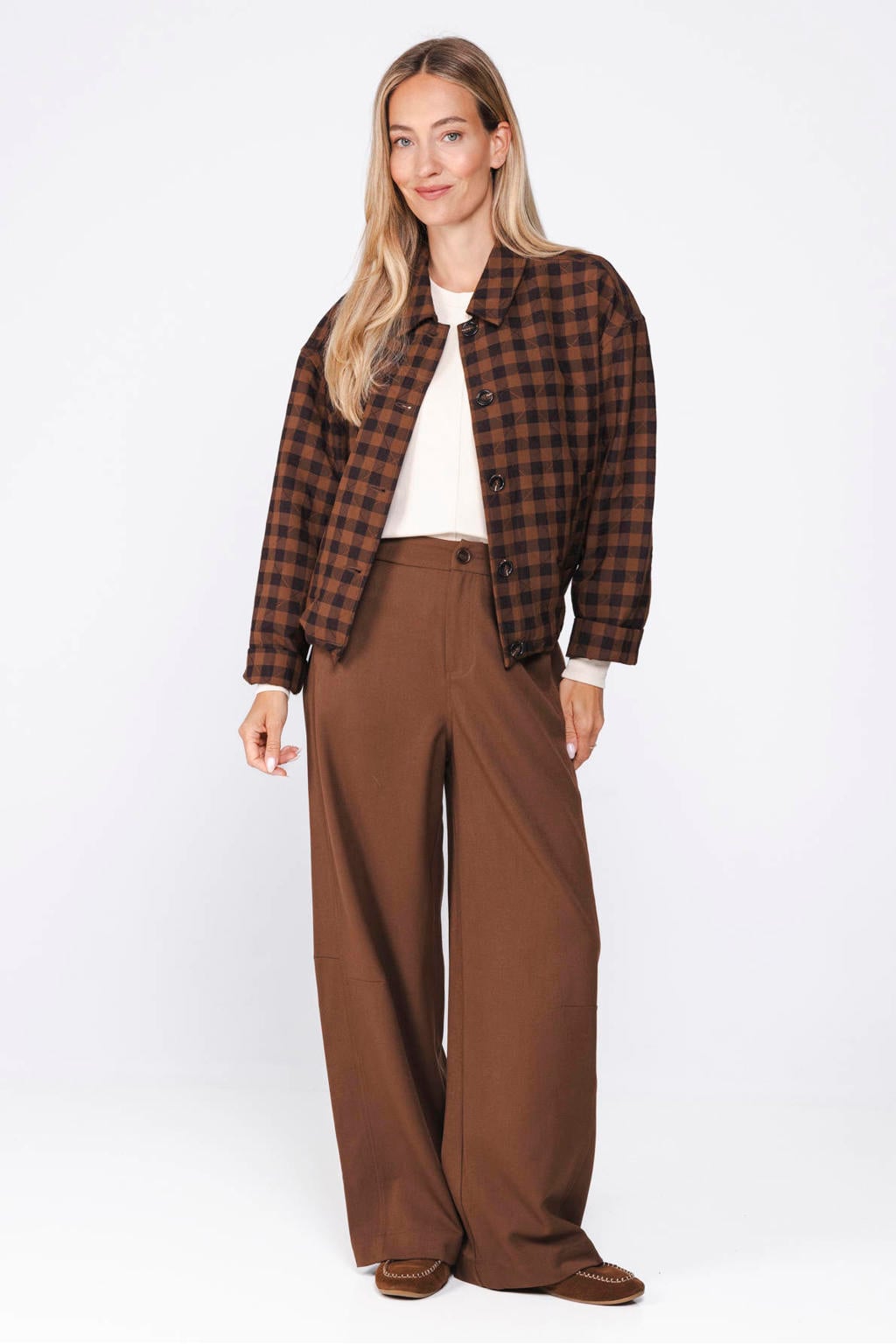 Poools geruite jacket - bruin