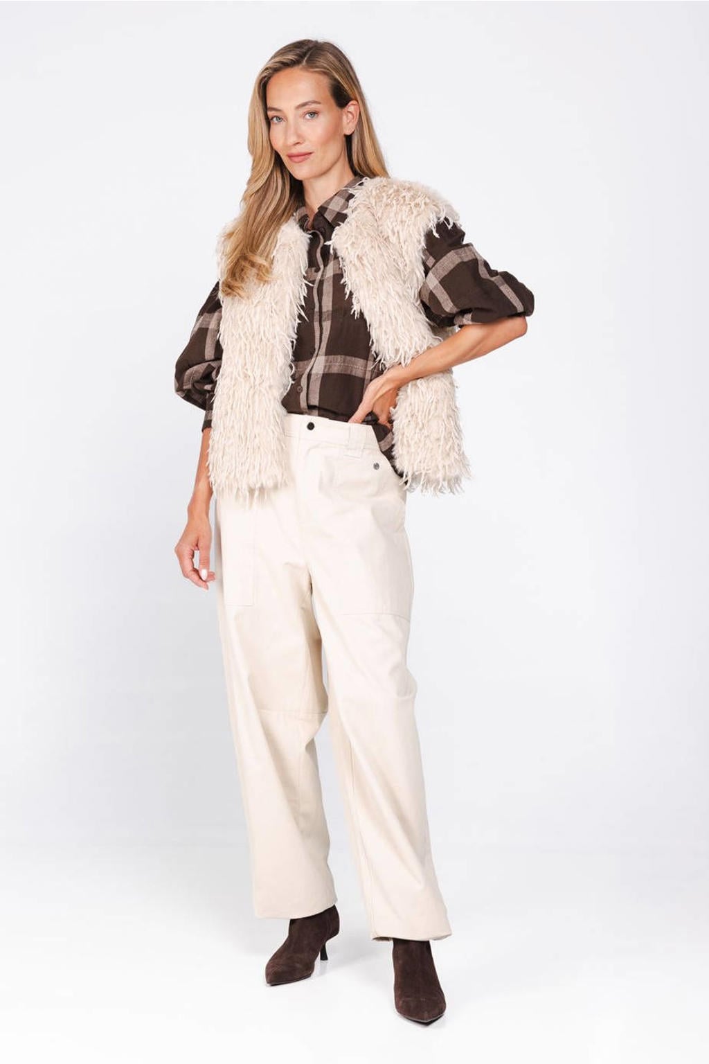 Poools teddy gilet - ecru