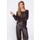 Poools top met smockwerk en print - bruin