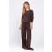 Poools zijden wide leg broek - bruin