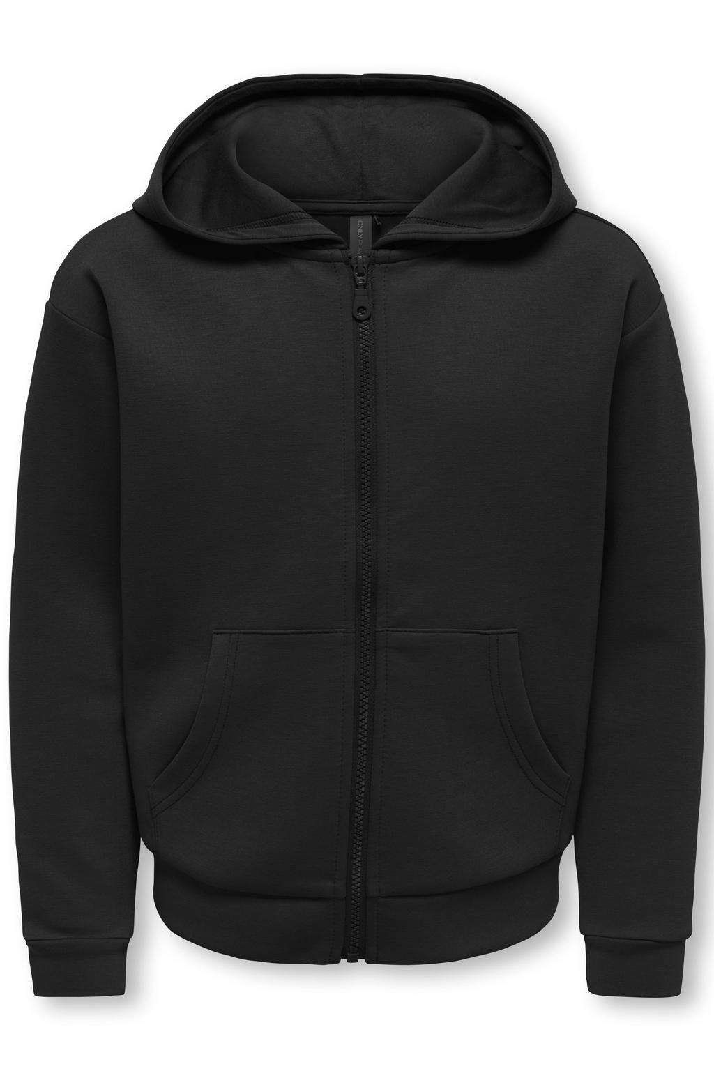 Zwarte meisjes ONLY PLAY GIRLS trainingsjack van polyester met lange mouwen, capuchon en ritssluiting
