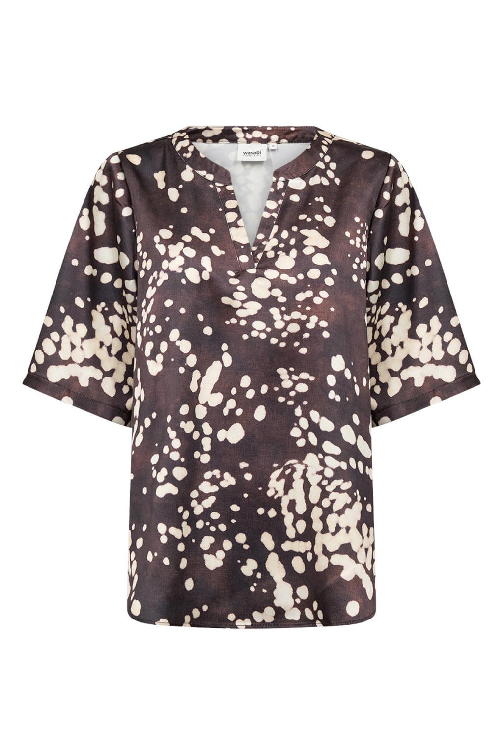 Bruine dames Wasabiconcept top Plus Size van polyester met korte mouwen