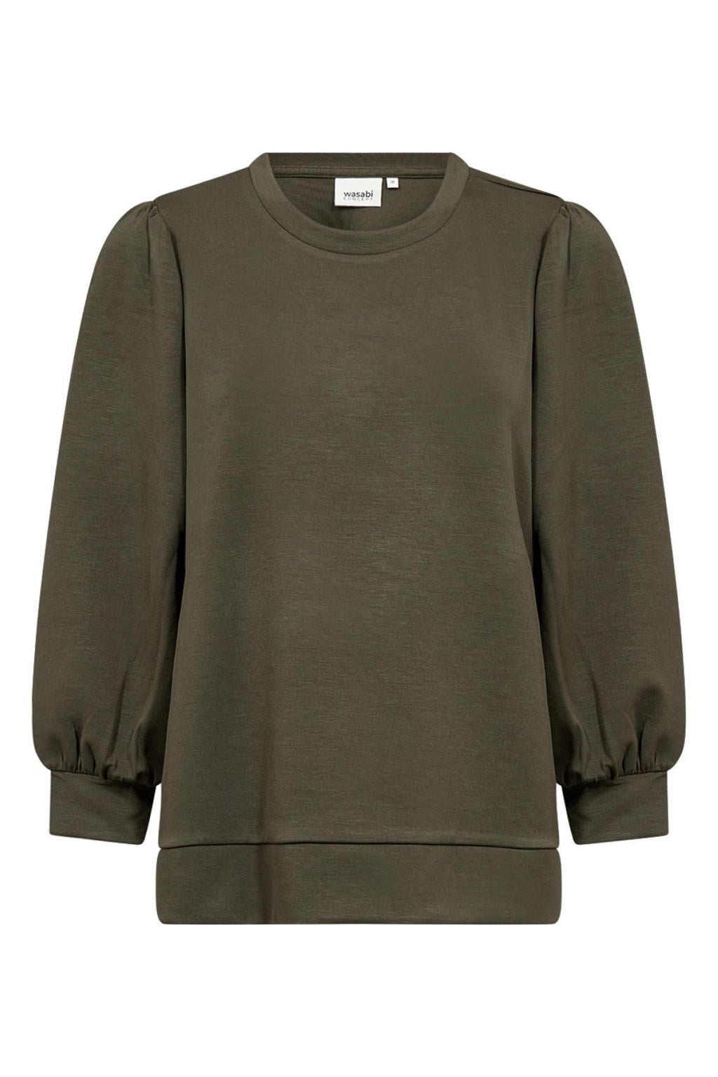 Donkergroene dames Wasabiconcept top Plus Size van polyester met effen en korte mouwen