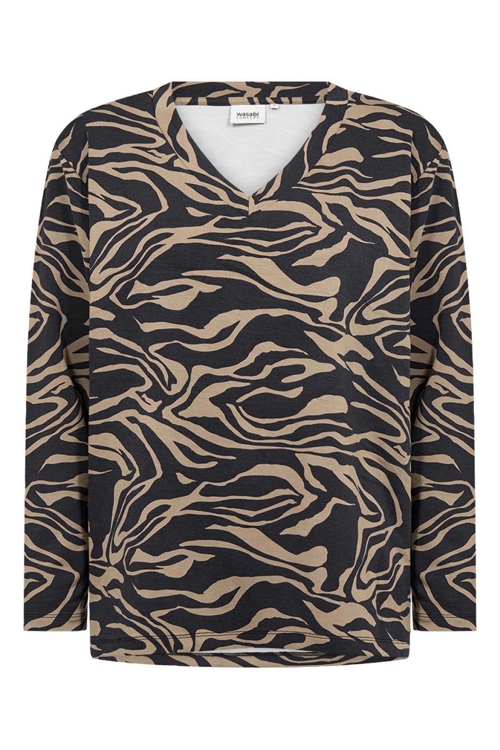 Wasabiconcept Plus Size top met print - donkerblauw/beige