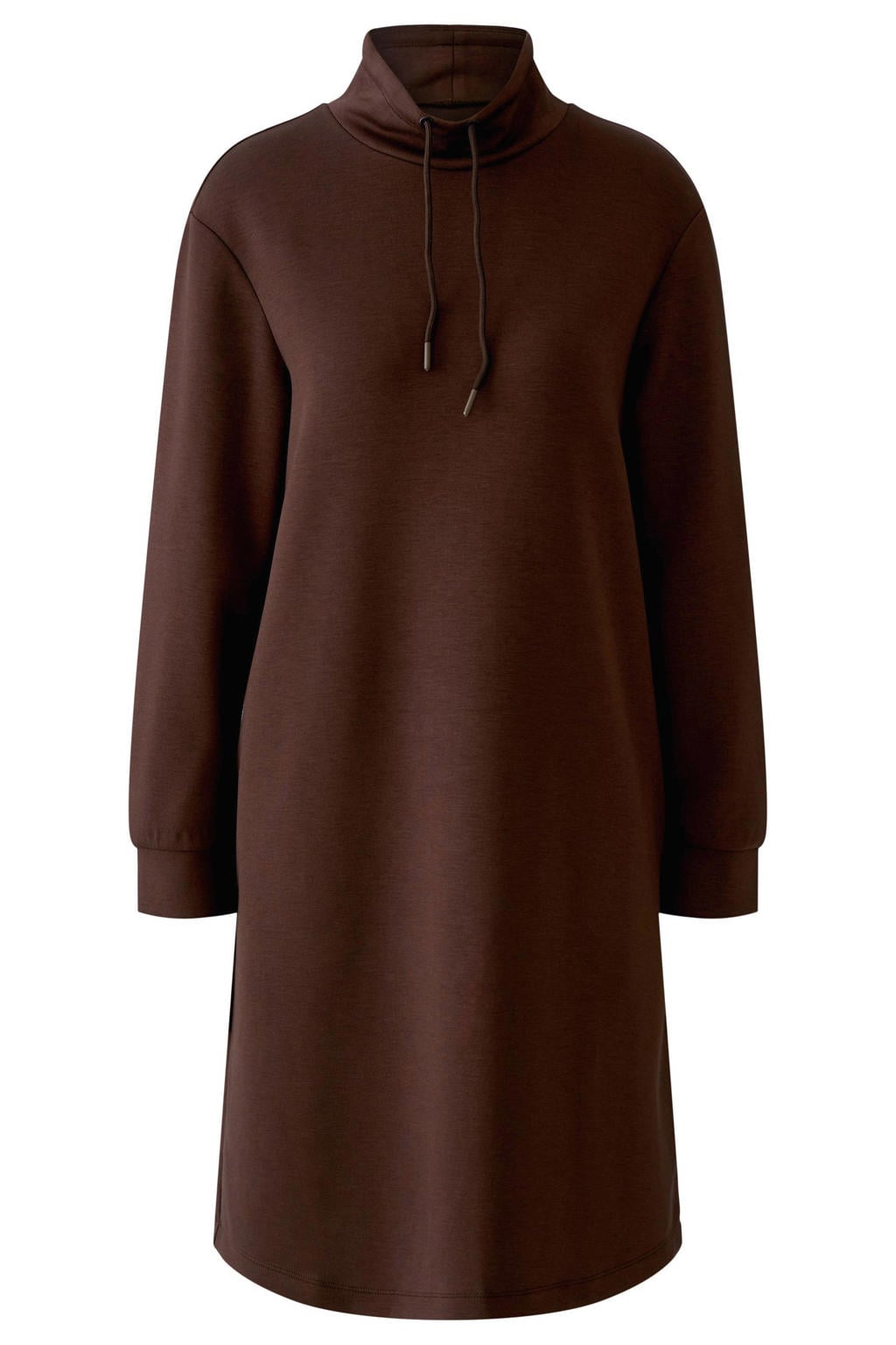 Bruine dames Miss Lagotte midi sweatjurk met effen, lange mouwen en capuchon