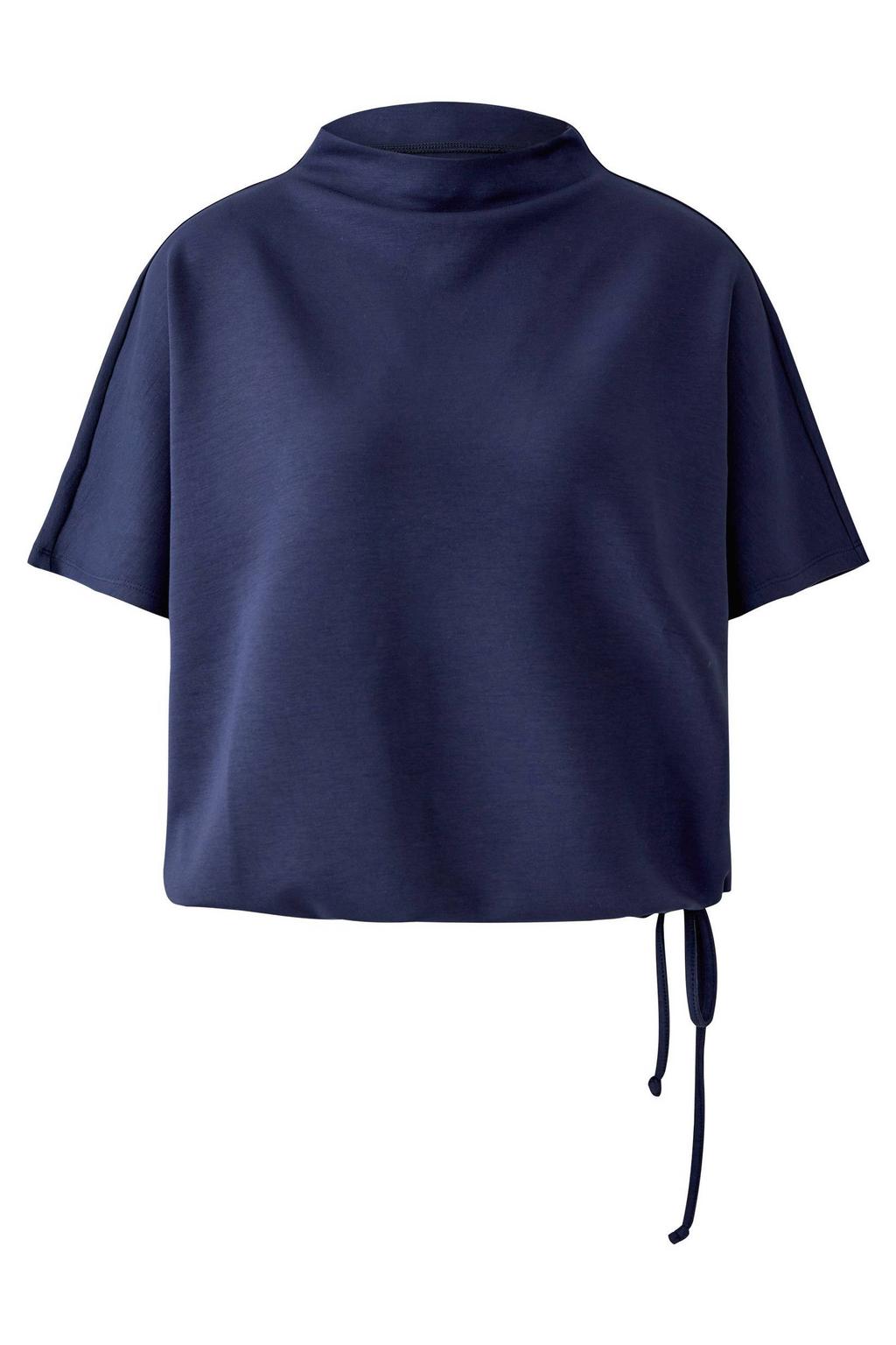 Donkerblauwe dames Miss Lagotte T-shirt met effen, korte mouwen en ronde hals