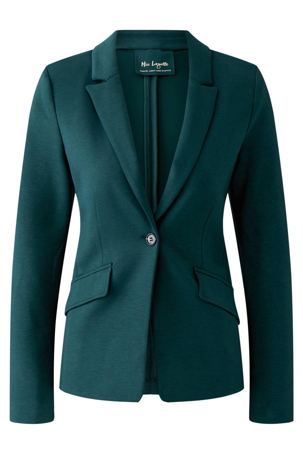 Donkergroene dames Miss Lagotte regular fit blazer met effen, lange mouwen en reverskraag