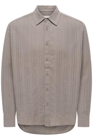 relaxed fit overhemd met linnen - taupe