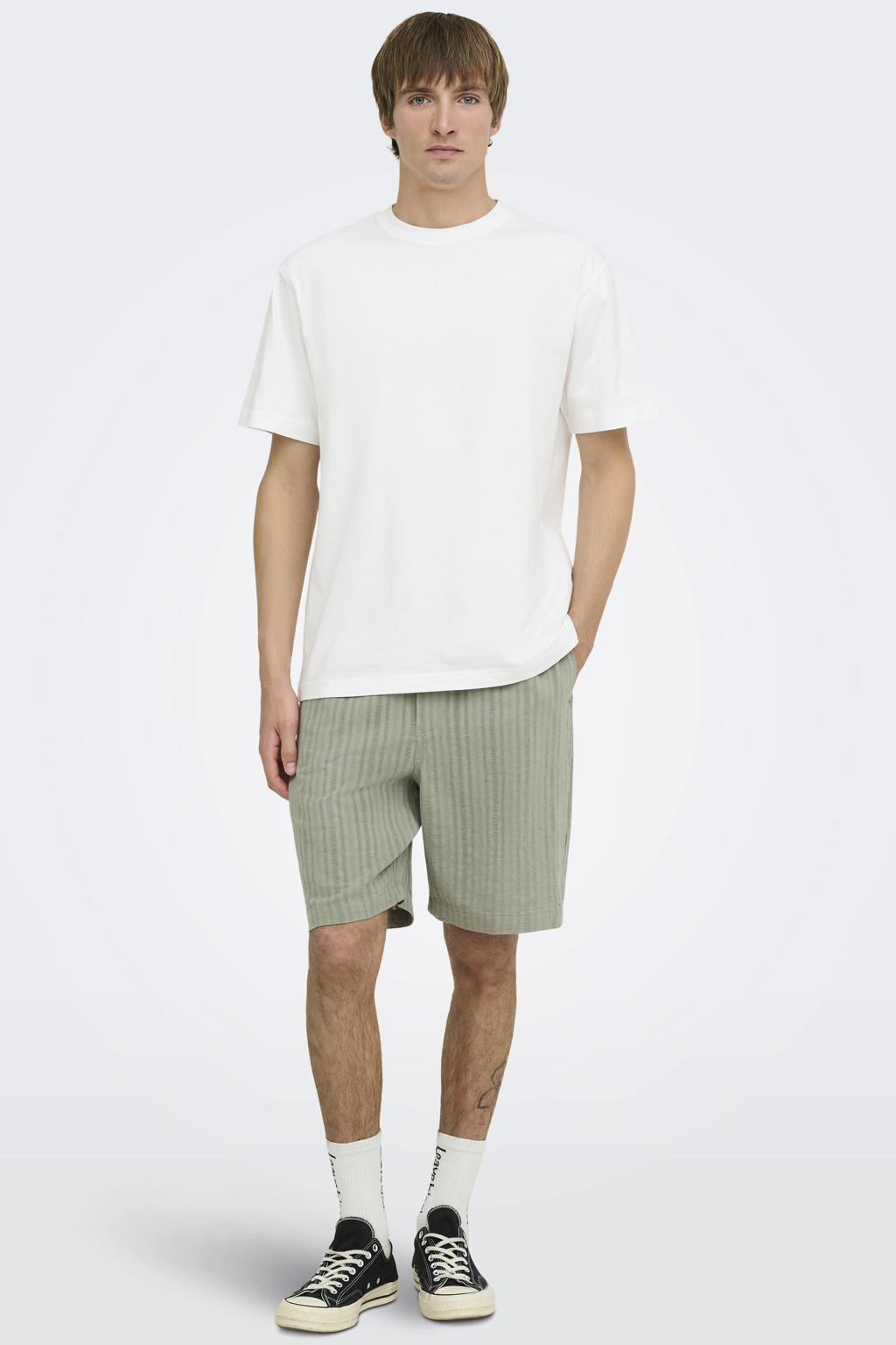 ONLY & SONS linnen loose fit casual short - groen
