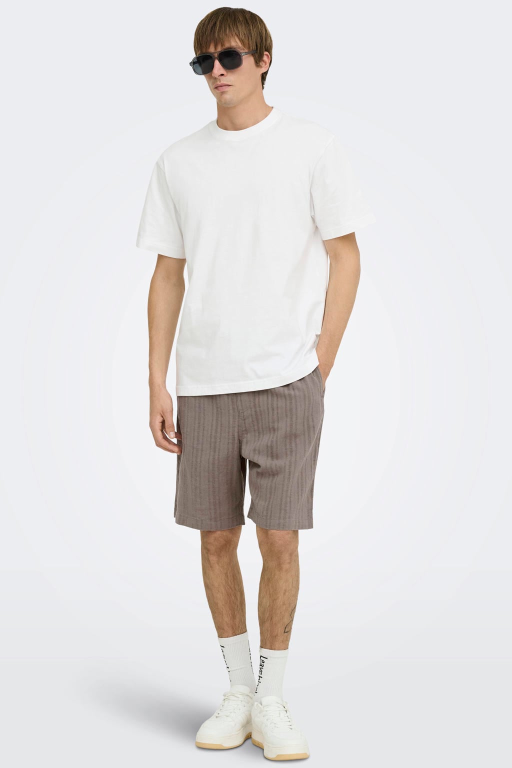 ONLY & SONS loose fit casual short met linnen - falcon