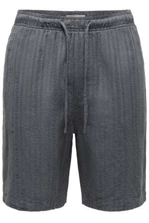 loose fit casual short met linnen - grijs