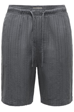 loose fit casual short met linnen - grijs