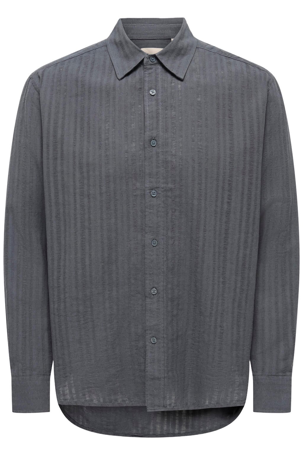 ONLY & SONS relaxed fit overhemd met linnen - grijs