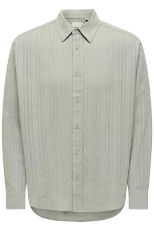 relaxed fit casual overhemd met linnen - lichtgroen