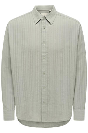 relaxed fit casual overhemd met linnen - lichtgroen