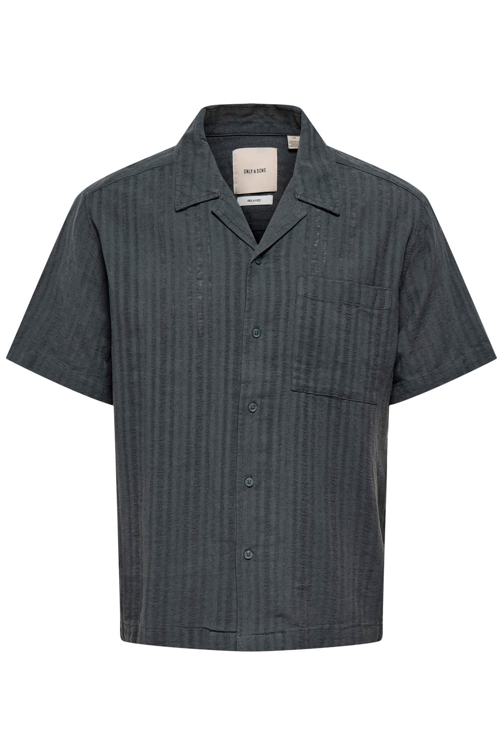 ONLY & SONS relaxed fit overhemd met linnen - antraciet