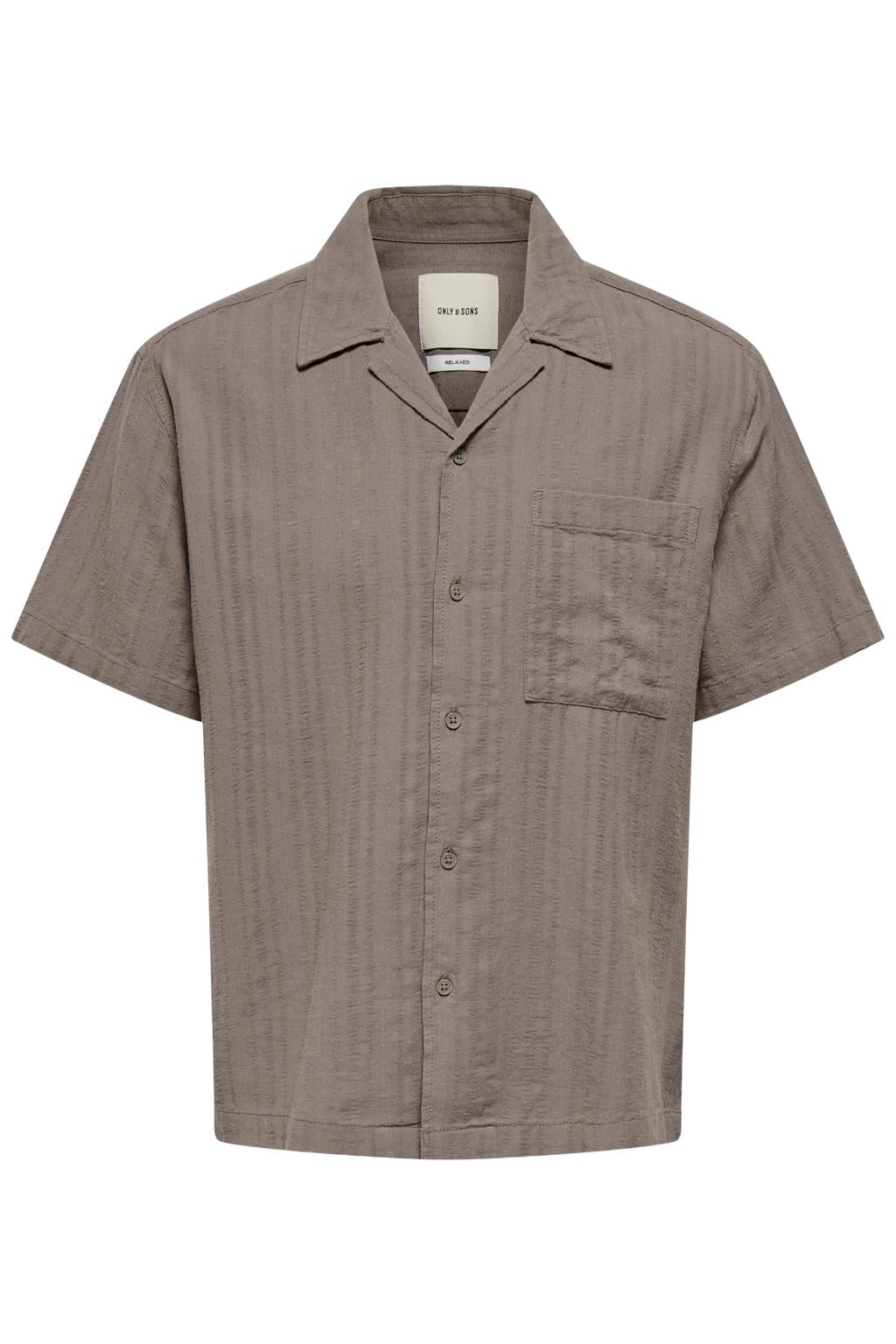 ONLY & SONS relaxed fit overhemd met linnen - taupe