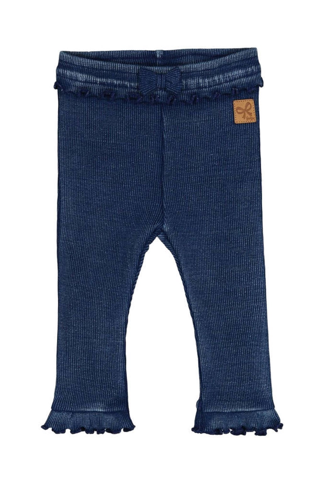 Donkerblauwe meisjes Feetje broek Winter Denims van stretchkatoen met slim fit, regular waist en effen