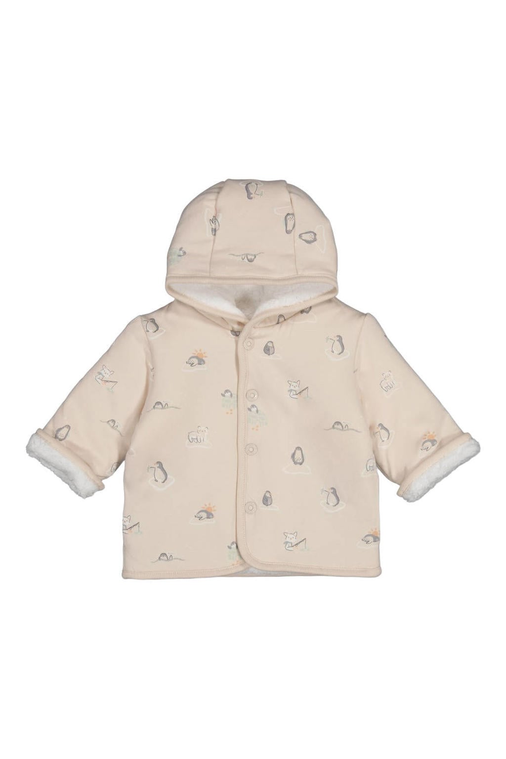 Feetje reversible teddy winterjas Penguin Cuddles - offwhite/zand