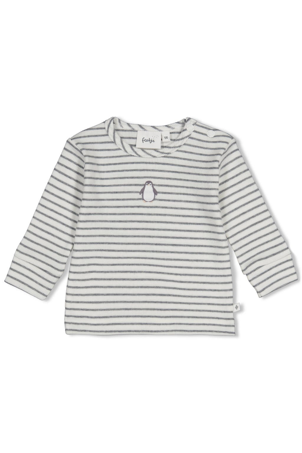 Feetje gestreepte longsleeve Penguin Cuddles - antraciet melange/wit