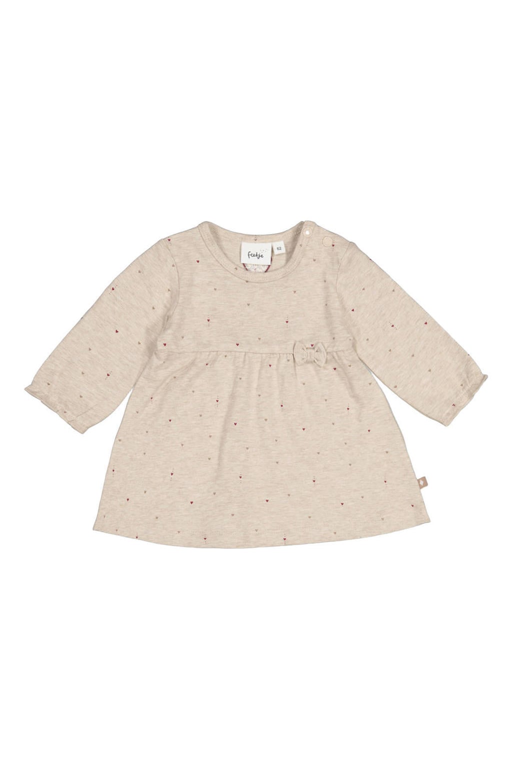 Feetje A-lijn jurk My Little Love met hartjes - taupe/bordeaux