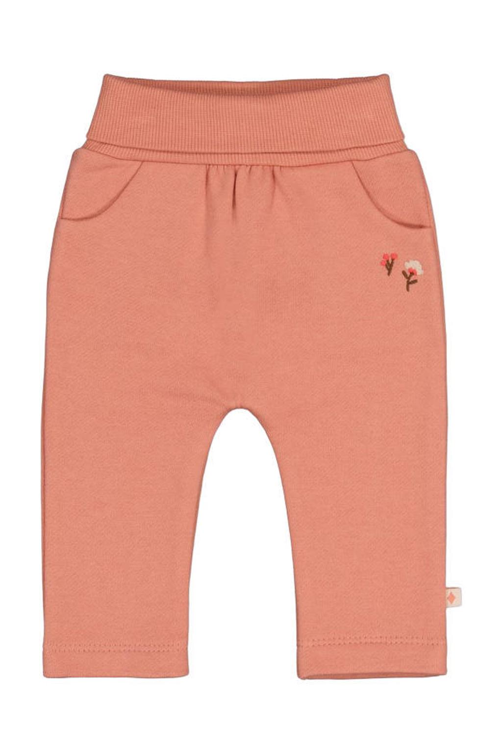 Zalmkleurige meisjes Feetje babybroek Forest Garden van katoen met regular fit, elastische tailleband en effen