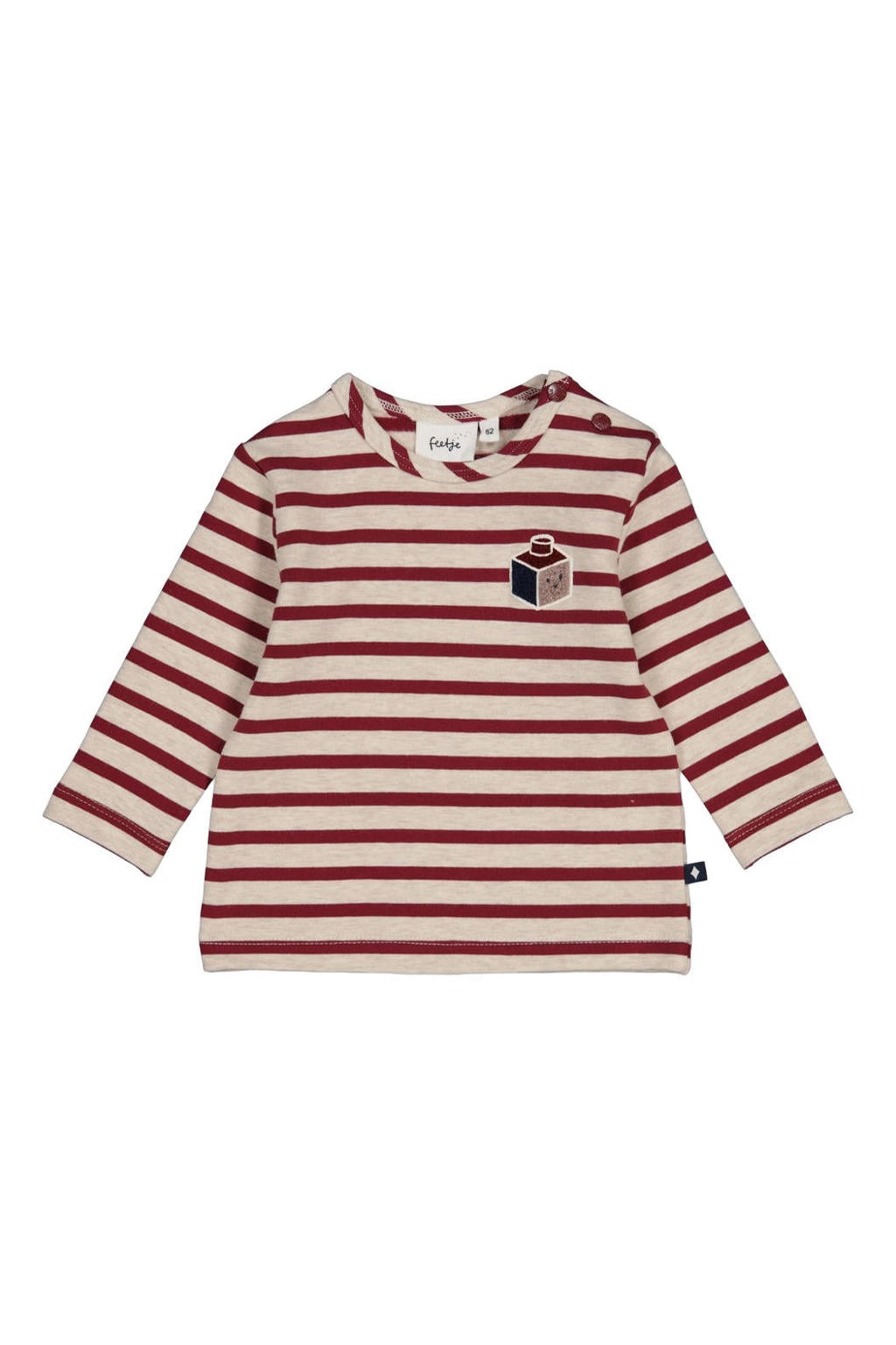 Feetje gestreepte longsleeve Built for Fun - bordeaux/offwhite melange