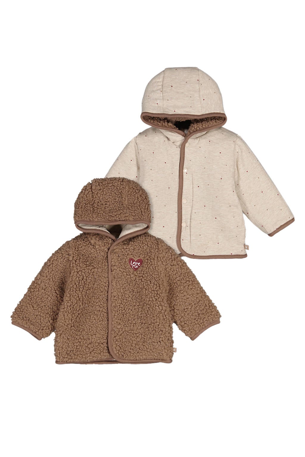 Feetje reversible teddy winterjas Built for Fun - taupe/offwhite