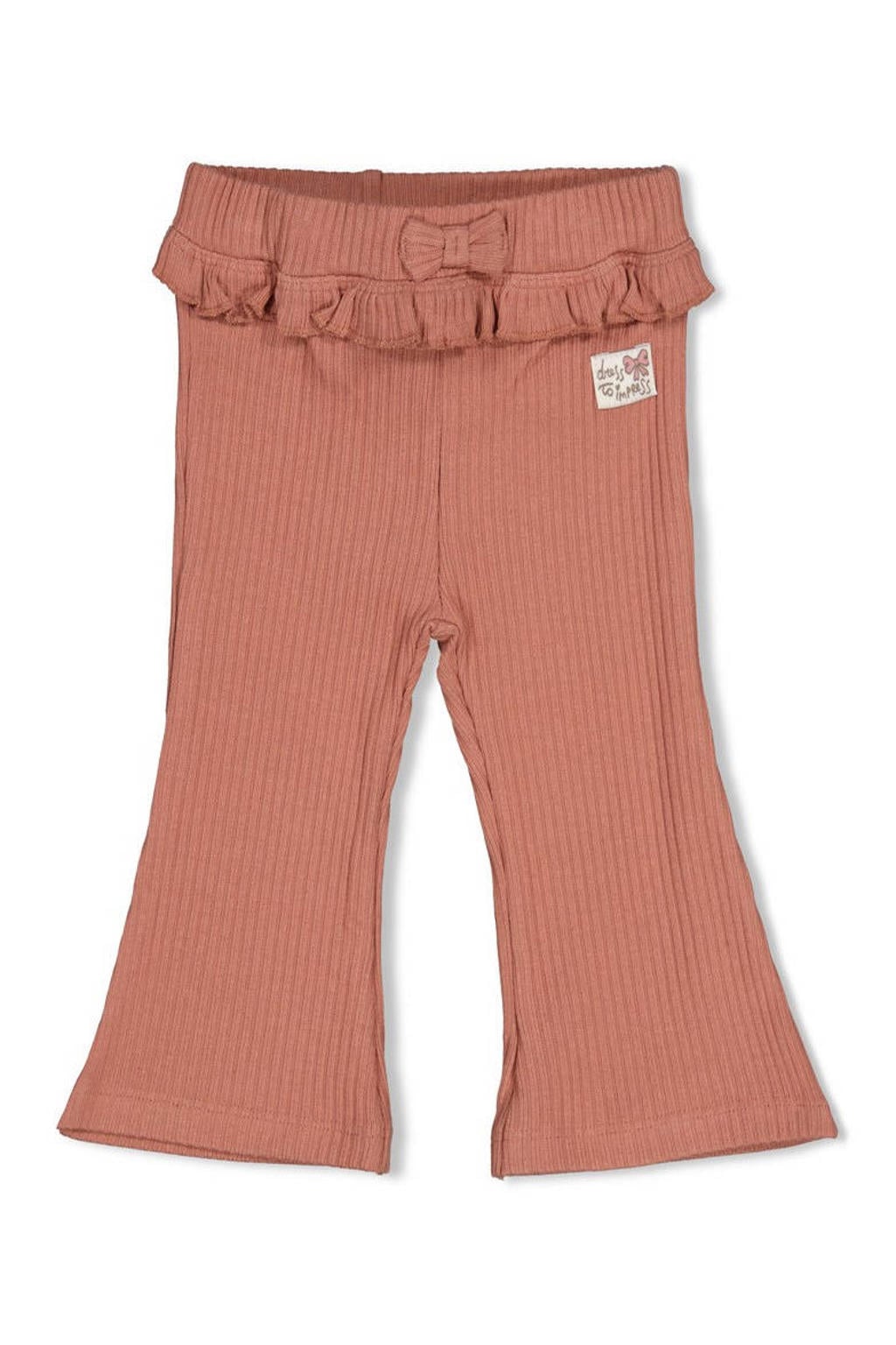 Oudroze meisjes Feetje flared broek Dress to Impress met regular waist, elastische tailleband en effen