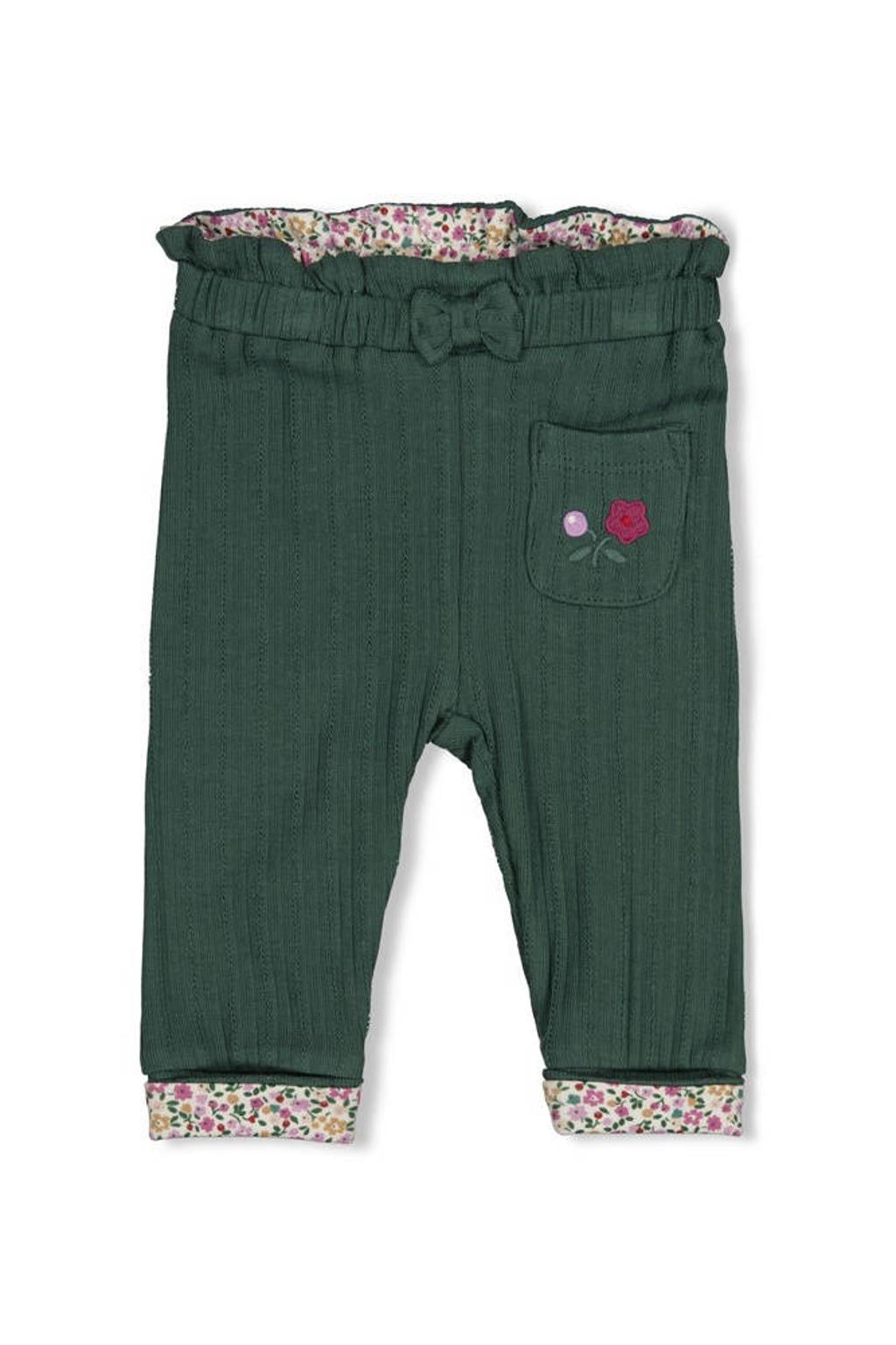 Groen en lilakleurige meisjes Feetje broek Afternoon Tea van stretchkatoen met regular fit, regular waist en bloemenprint