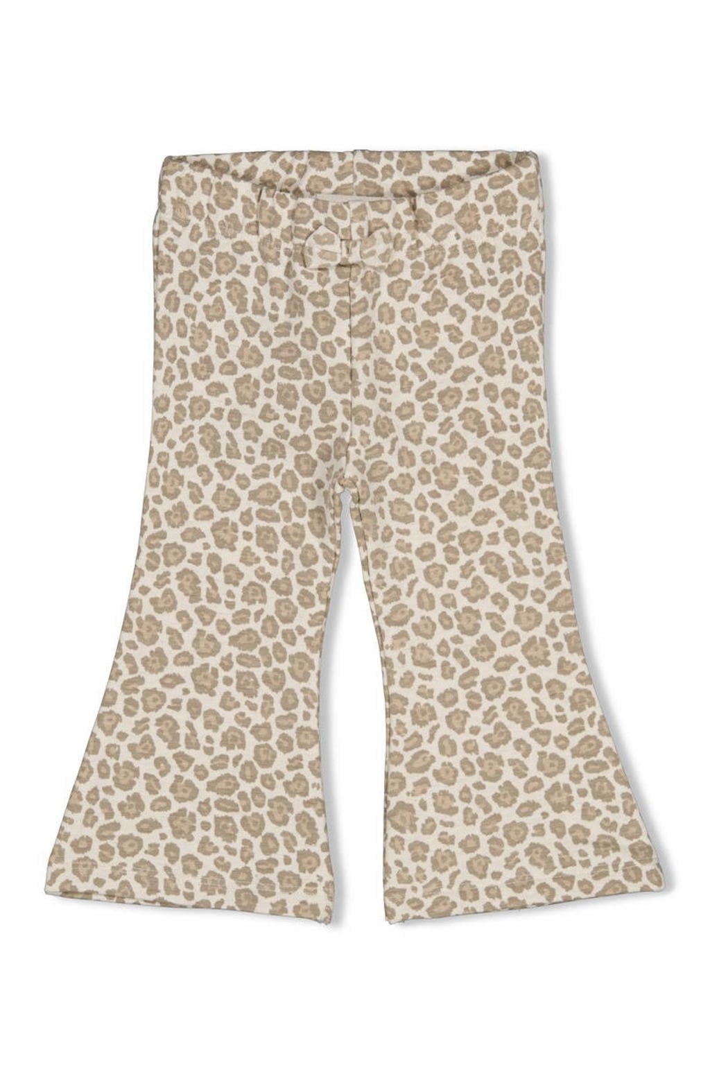 Ecru en lichtbruine meisjes Feetje flared broek Dress to Impress van katoen-polyester met regular waist en elastische tailleband