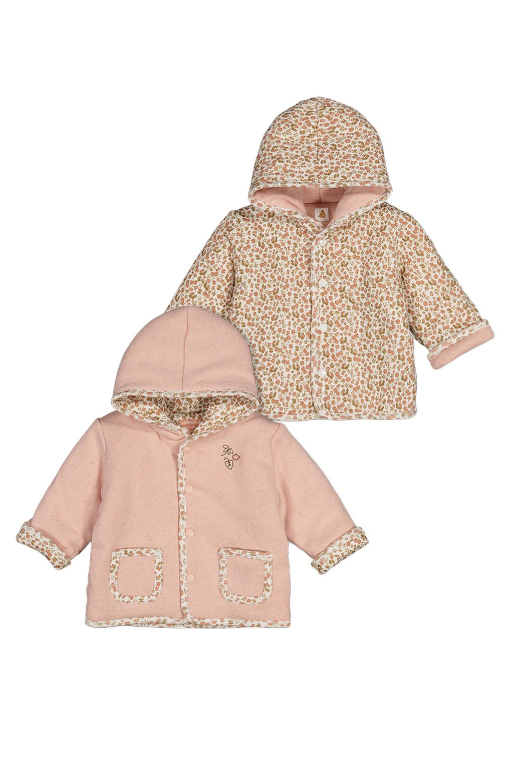 Lichtroze meisjes Feetje reversible jas Fall in Love met lange mouwen en drukknoopsluiting