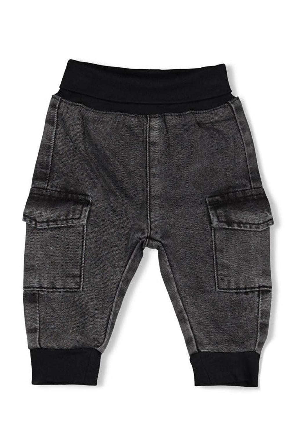 Antraciet en zwarte jongens Feetje cargebroek Winter Denims met relaxed, elastische tailleband en effen