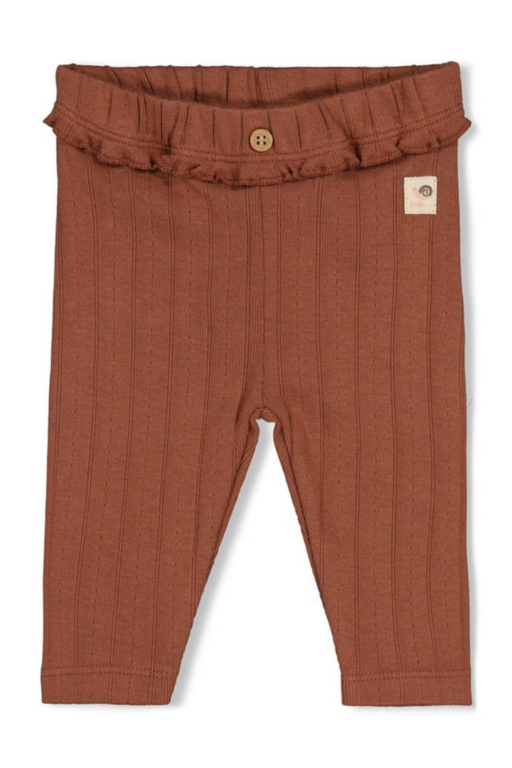Bruine meisjes Feetje legging Forest Garden van katoen met slim fit, elastische tailleband en grafische print