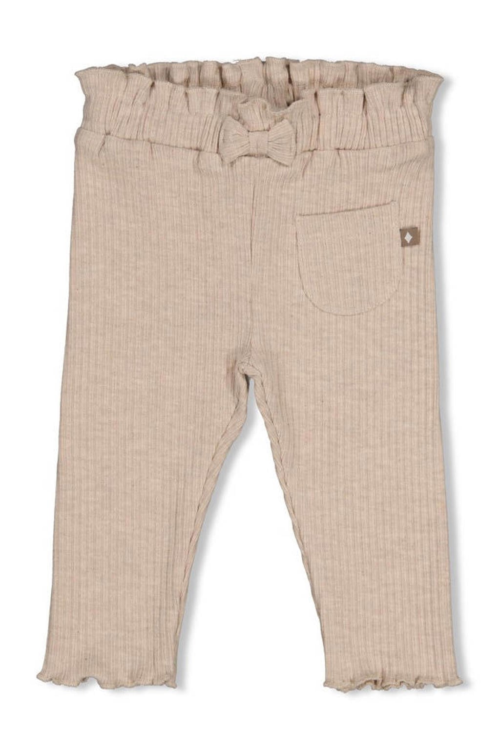 Taupe meisjes Feetje legging Dress to Impress van katoen-polyester met slim fit, regular waist en effen