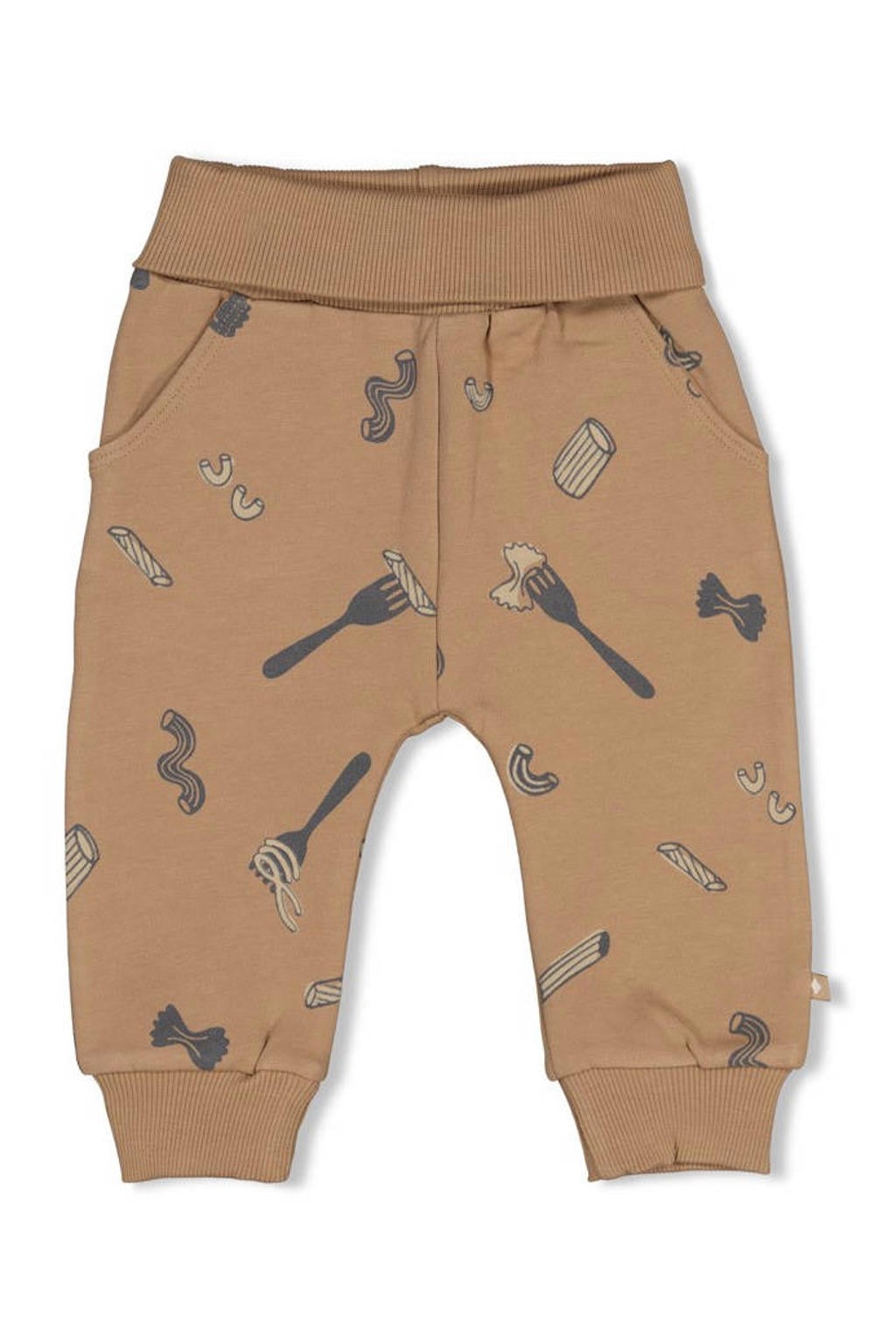 Camelkleurige jongens Feetje relaxed fit sweatpant van stretchkatoen met elastische tailleband
