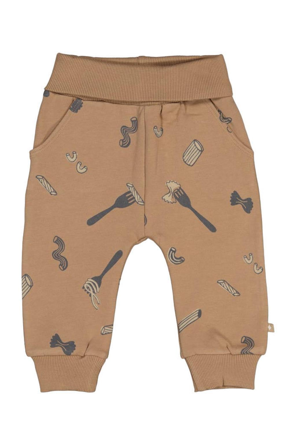 Camelkleurige jongens Feetje relaxed fit sweatpant van stretchkatoen met elastische tailleband