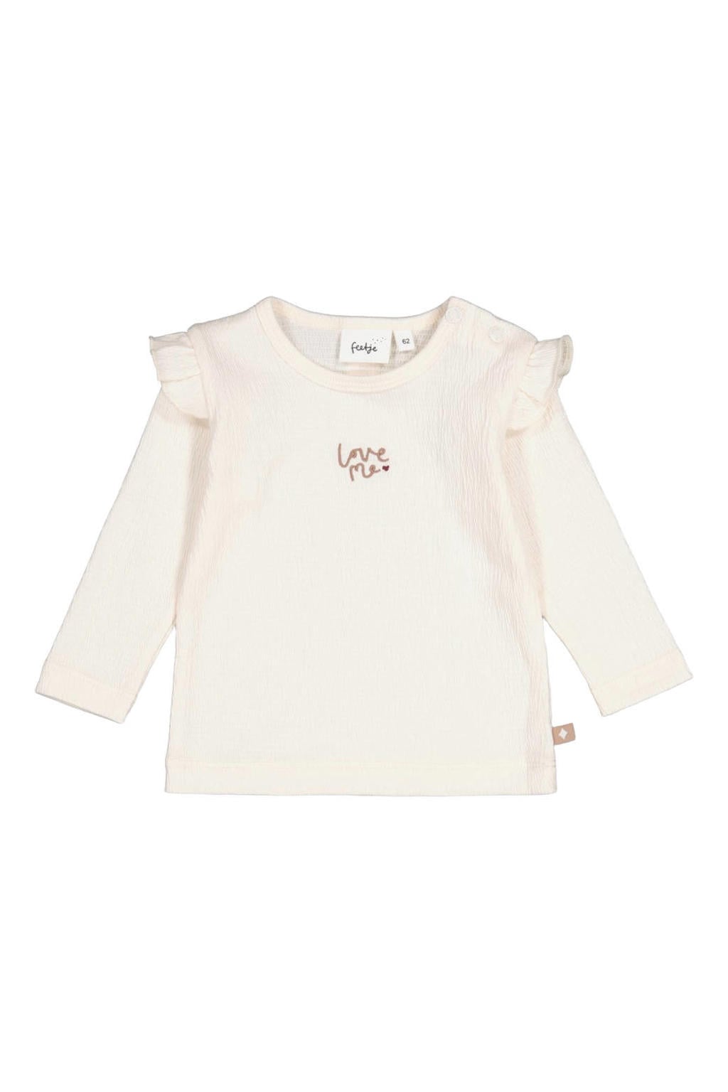 Feetje longsleeve My Little Love met tekst en ruches - offwhite