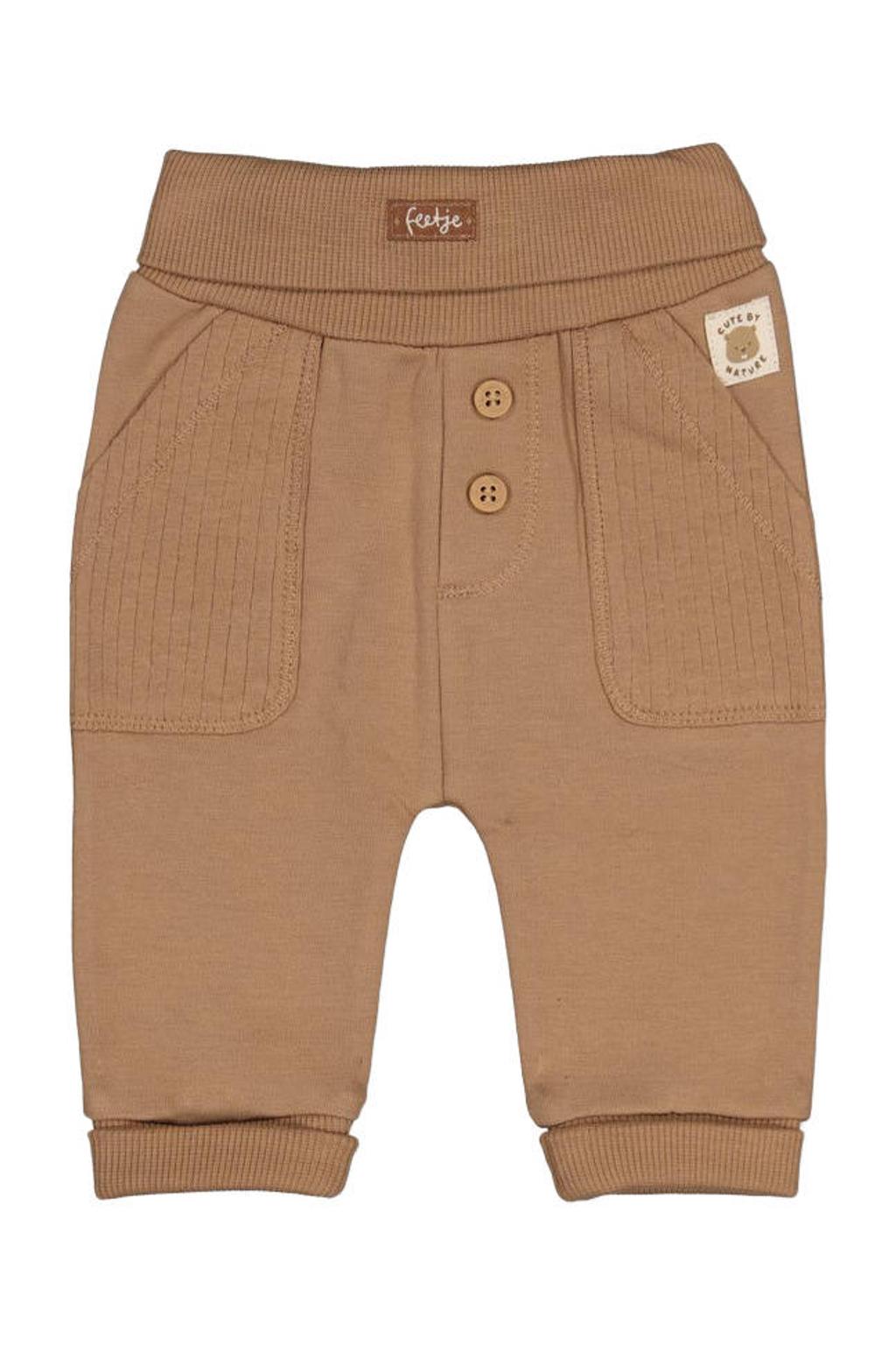 Lichtbruine jongens Feetje babybroek Tiny Timber Tales van stretchkatoen met relaxed, elastische tailleband en effen