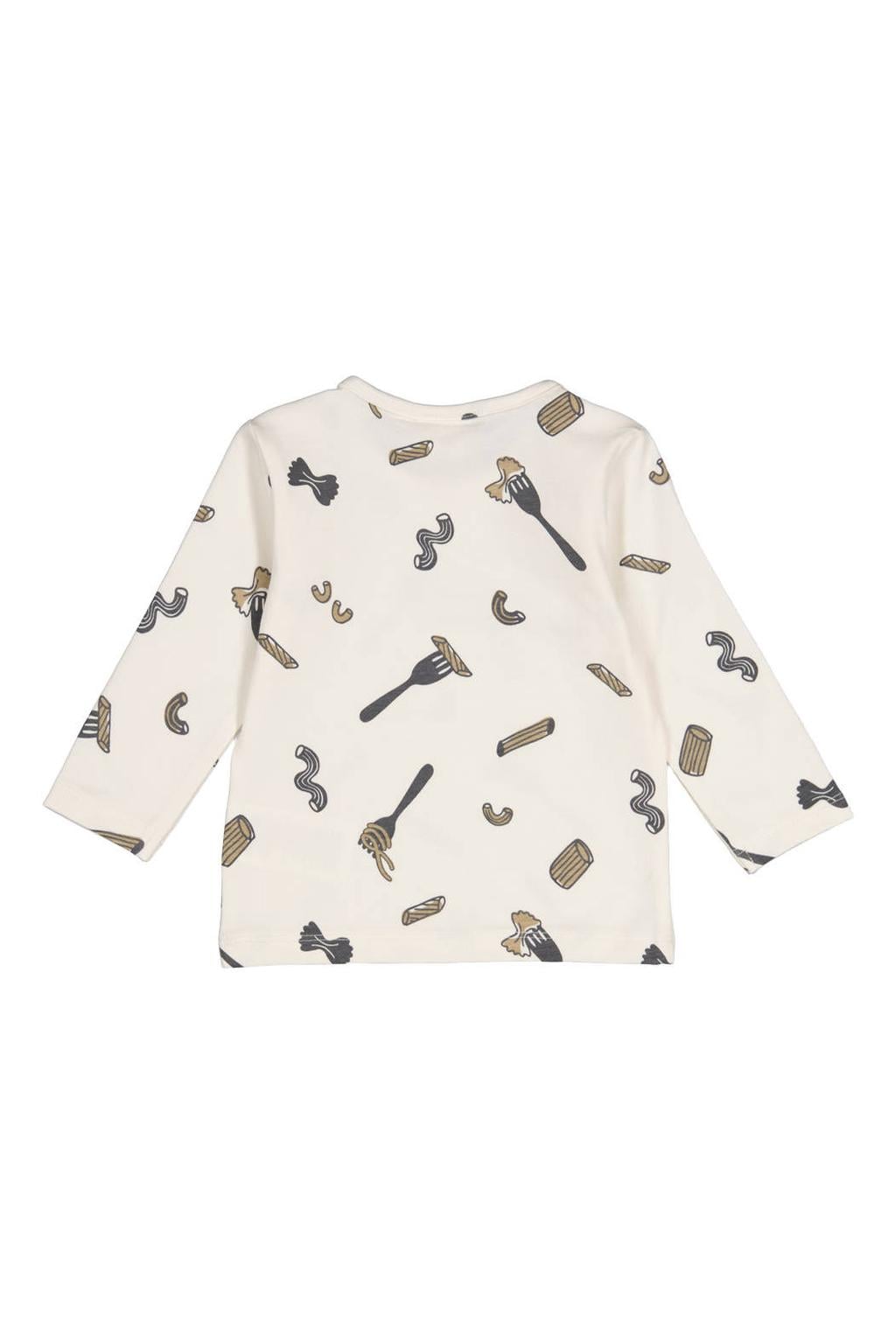 Feetje aansluitende longsleeve met print - ecru