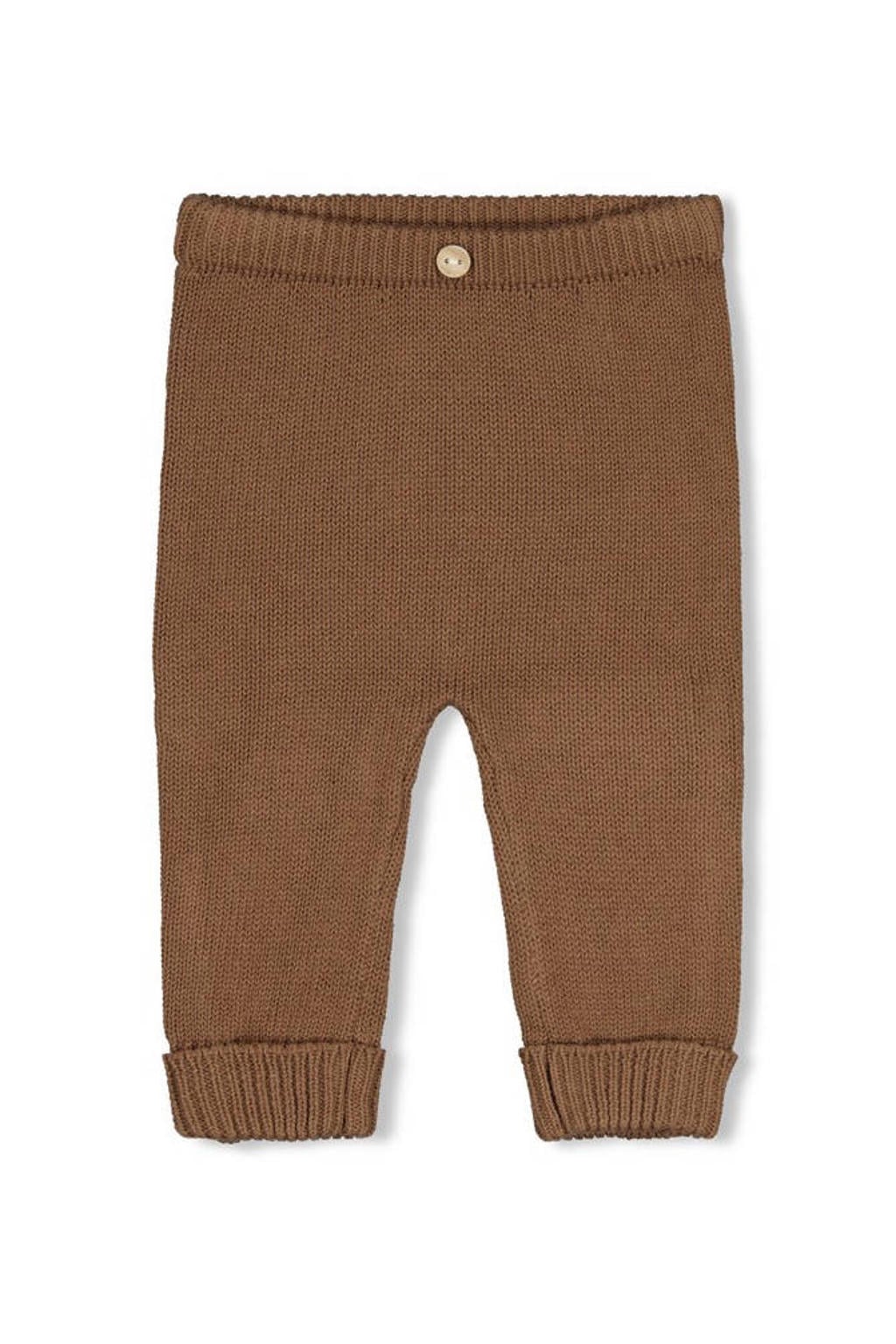 Bruine jongens en meisjes Feetje broek The Knits van katoen met regular fit, regular waist en effen