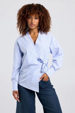 blouse met krijtstreep - blauw