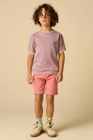 denim short - koraalrood