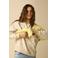 Sissy-Boy katoenen sweater met borduursels en hartjes - beige