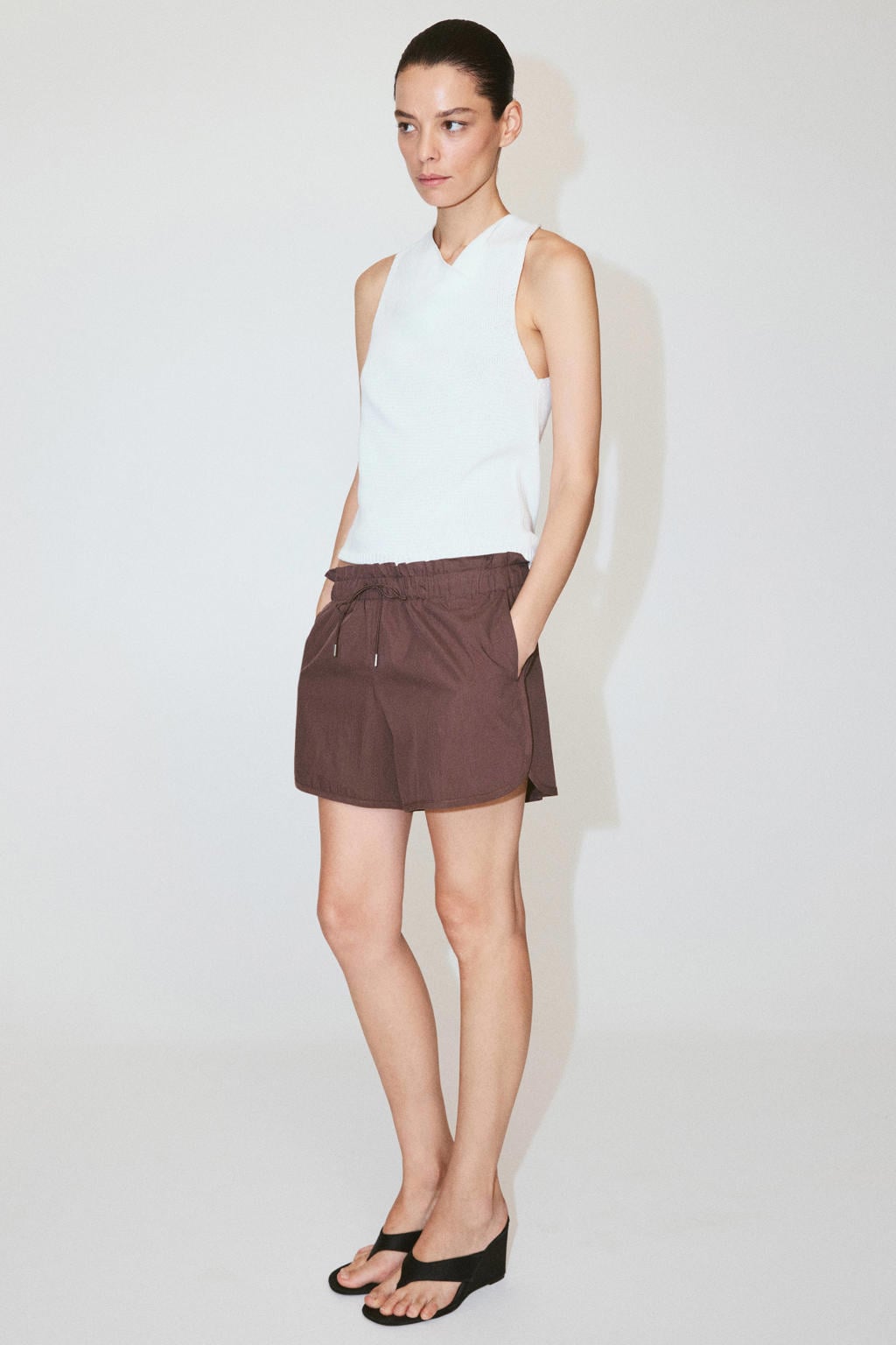 Mango straight leg casual short - roodbruin