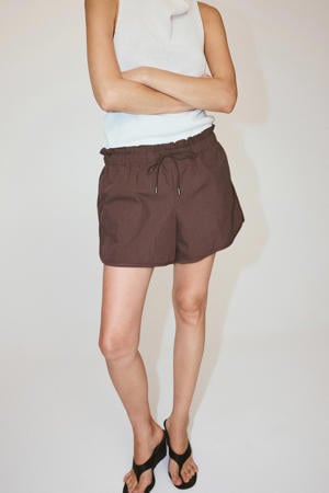 straight leg casual short - roodbruin
