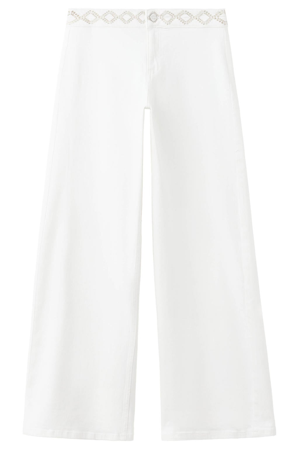 MANGO TEEN low waist wide leg jeans met borduursels - wit
