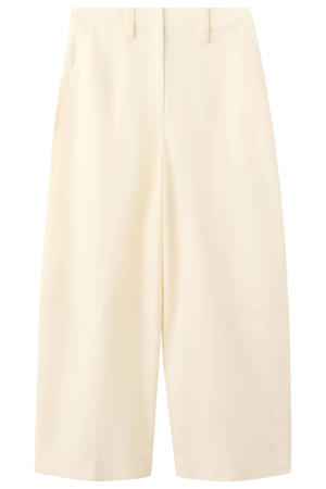 wide leg broek met linnen - beige